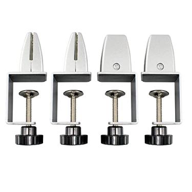 Imagem de Braçadeira de suporte da Sneeze Guard, divisão de alumínio ajustável, grampo de suporte para divisória de mesa de acrílico, braçadeira de painel de privacidade para proteção de Plexiglass para recepção de bancada, pacote com 4