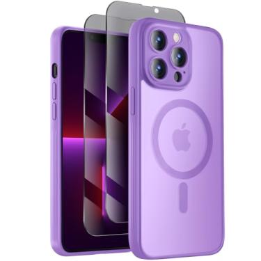 Imagem de Symcele Capa projetada para iPhone 13 Pro Max, compatível com MagSafe, com protetores de tela de privacidade X2, [proteção da câmera] [proteção contra quedas militares] capa de telefone à prova de