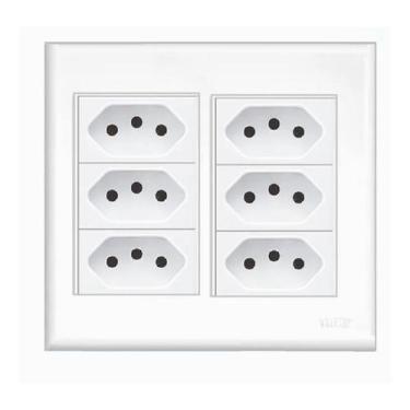 Imagem de Kit Com Placa 4x4 Com Suporte + 6 Tomadas 10a/250v - Fame