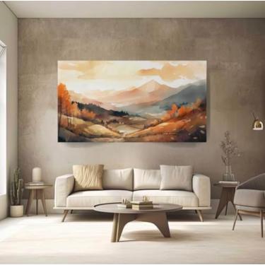 Imagem de Quadro Decorativo 60x40 Paisagem Montanhas Abstrato Impresso em Tela Canvas Bordas Infinitas