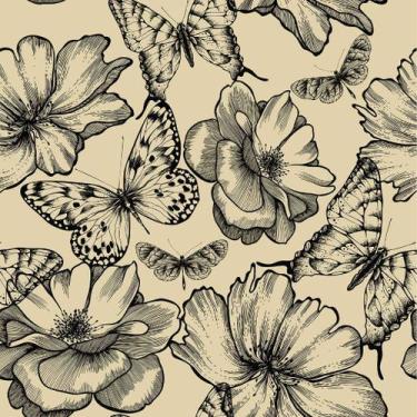 Imagem de Papel De Parede Temático Borboletas E Flores - 3,00x0,50m - NoBrand