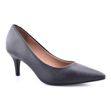 Imagem de Scarpin Fechado Salto Médio Bico Fino Ultra Confortável Godiva Preto