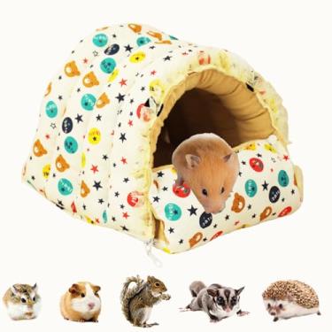 Imagem de Roupa de cama para hamster, cama fofa para animais de estimação, rede de brinquedo, porquinho-da-índia, destacável para cama de animais de estimação pequenos (branca, média)