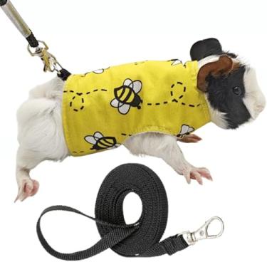 Imagem de Peitoral para animais pequenos, roupas quentes para hamster, conjunto de coleira e coleira de porquinho-da-índia para animais de estimação pequenos para ratos, ouriço, esquilo e raças pequenas