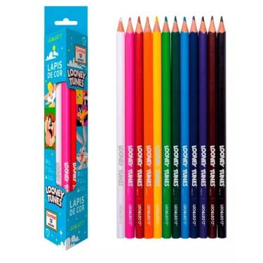 Imagem de Lápis de cor triangular 12 cores looney tunes - leo E leo