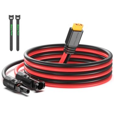 Imagem de Bateria Power Cabo de extensão de carga solar para XT60 12AWG 2Ft conector solar para XT60 cabo adaptador para painel solar para bateria LiFePO4 RV estação de energia portátil gerador solar