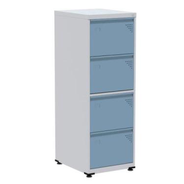Imagem de Armário de Arquivo de Aço Pandin 4 Gavetas gavetas Cinza/Azul Dali