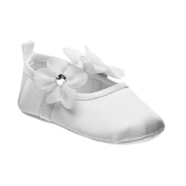 Imagem de Josmo Baby Girls Vestido de casamento princesa com laço de flor e sola macia Mary Jane Sapatilhas para bebês recém-nascidos leves tamanho 2-4 infantil, Branco, 17