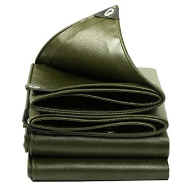 Imagem de Lona à prova d'água 600g/m² Folha de cobertura de lona resistente 0,75 mm de espessura Tenda de dossel multiusos reforçada - Suporte personalizado verde (tamanho: 3x3m)