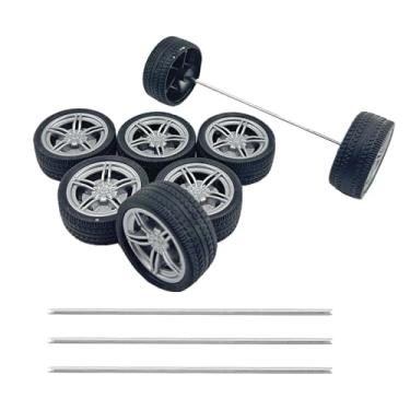Imagem de 8PCS Toy Car Wheel RC Car Rubber Tire Wheel with Metal Shaft Axles for RC Car Truck DIY Model Toy Building Projects (3x40mm)