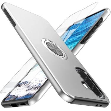 Imagem de Yamink Capa para Galaxy A36 com protetor de tela (vidro temperado), capa protetora híbrida 2 em 1, fina, resistente, à prova de choque, com anel magnético invisível para Galaxy A36/A56 de 6,7