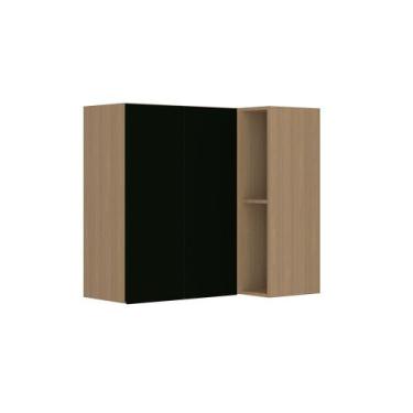 Imagem de Armário Aéreo Canto Reto 95cm 2 Portas Slim Luciane Móveis, Freijó/Pre