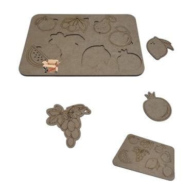 Imagem de Brinquedo Pedagógico Educativo Em Madeira Jogos De Encaixe Infantil Primeira Infância (Frutas MDF Cru)
