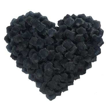 Imagem de BESKIT Pétalas de rosa de seda artificial para noite romântica, casamento, festa, decorações de flores de aniversário (preto, 3000 peças)