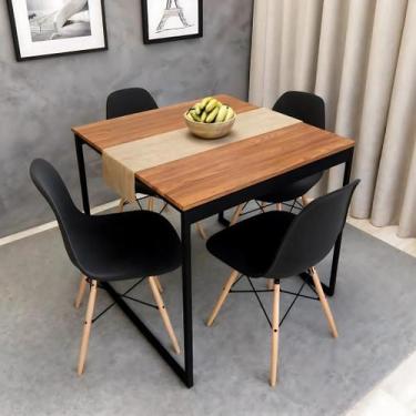 Imagem de Mesa de Jantar 80x80cm Estilo Industrial - Tampo de MDF Carvalho e Met