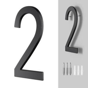 Imagem de Números de casa para exteriores placas de metal de 25,4 cm para número de endereço residencial preto números de casas modernas