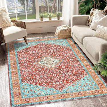 Imagem de Vossfamul Tapete de área lavável 22 x 30 cm, grande, neutro, moderno, abstrato, 1,5 m x 2,1 m, tapete retangular macio com suporte antiderrapante para sala de estar, sala de jantar, quarto, casa