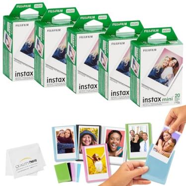 Imagem de Fujifilm Mini Instax Films + Molduras magnéticas coloridas + pano de microfibra para fotos de qualidade (100 impressões)