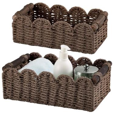 Imagem de Cesto de armazenamento de vime para organizar papel higiênico cesta de armazenamento para vaso sanitário, marrom