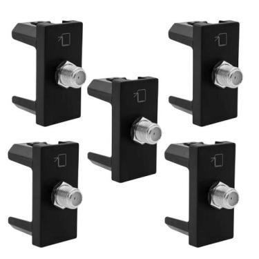 Imagem de Kit 5 Tomadas Antena Tv - Conector F Pial Plus+ Preto 615030pt
