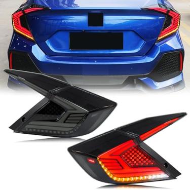 Imagem de inginuity time Luzes traseiras de LED para Honda Civic Sedan 2016-2021 10ª geração de animação de start-up sequencial, luzes traseiras pretas conjunto de acessórios (não serve para cupê Hatchback)