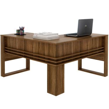 Imagem de Mesa de Canto para Escritório em L Angular Detalhe Ripado