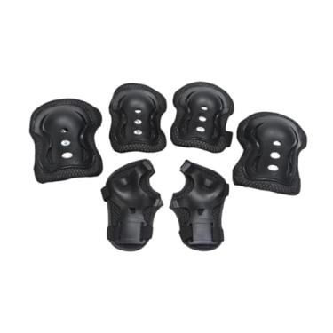 Imagem de Vaveren Protetor de pulso, cotovelo, joelho, proteção ergonômica, conjunto de equipamentos de proteção para crianças, conjunto de protetores de skate para, Preto