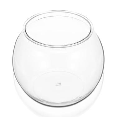 Imagem de Balacoo Aquário de plástico transparente redondo aquário de mesa pequeno transparente dourado recipiente de plantador hidropônico