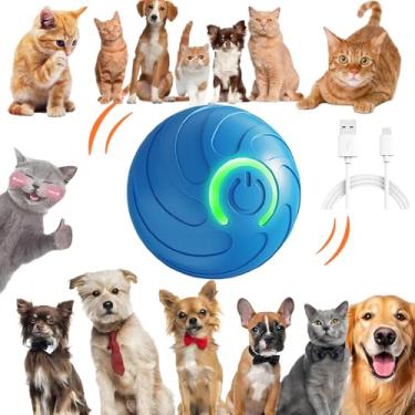 Imagem de Geojec Bola de salto inteligente para cães e gatos Duraspin bola quicando caminho aleatório elétrico movimento automático e rolando animais de estimação brinquedo interativo pulando vibrando quicando