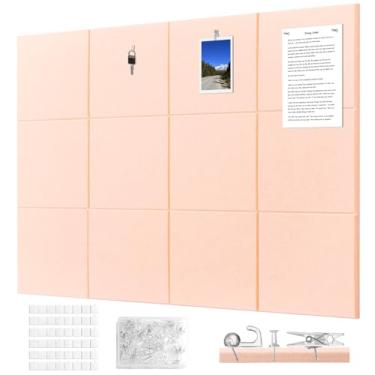 Imagem de G Gamit Quadro de avisos de parede de feltro grande quadro de cortiça alternativo pacote com 12 30 x 30 x 1,2 cm placa de feltro com abas adesivas removíveis seguras para escritório em casa, escola