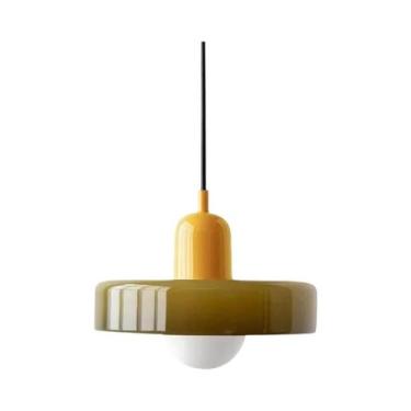 Imagem de Luminária Pendente De Vidro LED Laranja 25cm Lâmpada De Teto Decorativ