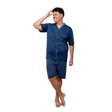 Imagem de Pijama Americano Masculino de Botão Adulto Inverno Plus Size - SOPHIA 