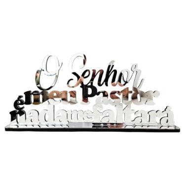 Imagem de Frase Decorativa - Senhor é Meu Pastor - Acrílico Espelhado Prata Mode