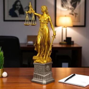 Imagem de Troféu escultura - Lady Justice Dourada - Deusa da Justiça Personalizá