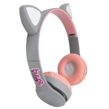 Imagem de Fone Infantil Bluetoth Com Led Som Hi-fi Headphone Cat (Cinza)