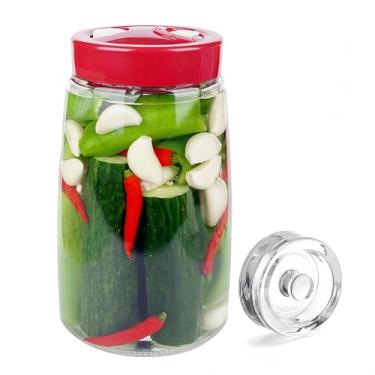 Imagem de AZpxZpy Frasco de fermentação de 1,8 litros, kit de fermentação com válvula de ventilação e peso de fermentação, frasco de picles, frasco de vidro de boca larga para picles, kimchi, chucrute, hidromel