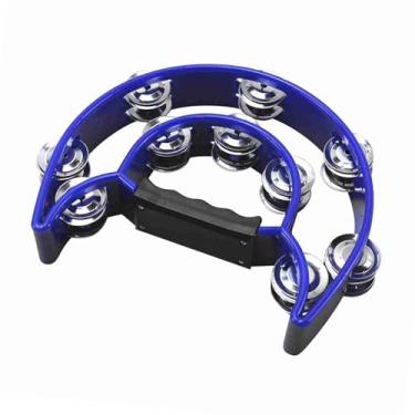 Imagem de LiebeWH Double Row Plástico Tambourine Com Jingles de Metal, Tambor de Percussion de Mão para a Festa da KTV, Pandeiro Portátil (Azul)