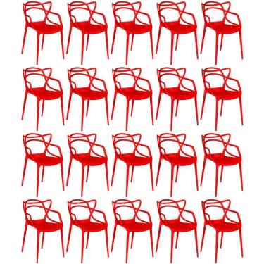 Imagem de Kit 20 Cadeiras De Jantar Allegra Design Empilhável - Vermelho