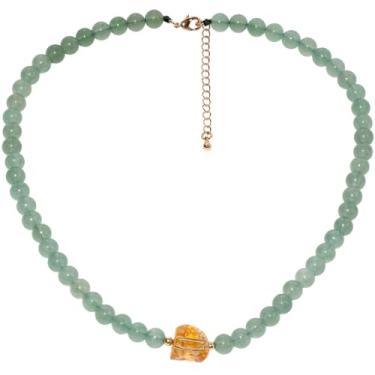 Imagem de Jewever Colar De Contas Cristais/Citrino Bruto, Colares Cura Espiritual Para Mulheres, Joias Com Pedra Nascimento Novembro, Gargantilha Presente (Aventurina Verde)