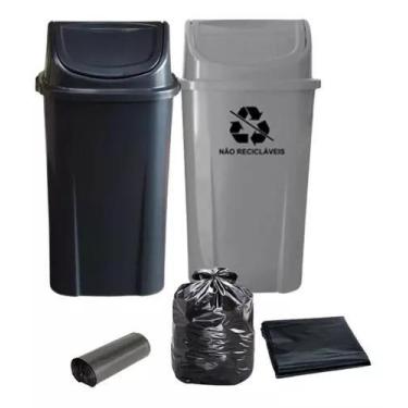 Imagem de Kit 2 Lixeiras Para Coleta Seletiva De 60l Com Saco De Lixo - JSN, Pre