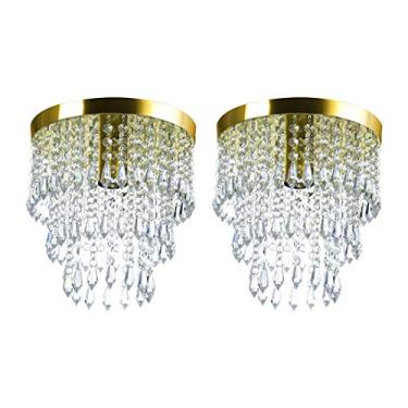 Imagem de Kit 2 Lustre De Cristal Acrilico Manucrillic Dourado.