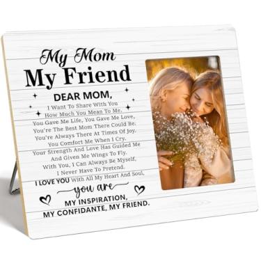 Imagem de OTINGQD Porta-retrato de mãe, presente para mãe, filha e filho, presente de Natal, aniversário e dia das mães para mamãe, My Mom My Friend Moldura de madeira