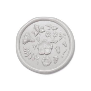 Imagem de Eisumy 50 peças de adesivos de selo de cera floral redondos adesivos de selo de envelope cinza para casamento/aniversário/chá de bebê/ação de graças/convite/adesivo de envelope de negócios