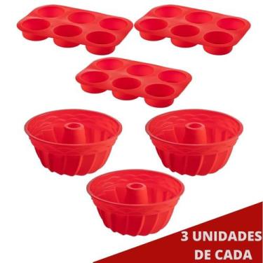 Imagem de 3 Jogo Formas Silicone Espiral 23,5cm e 6 Cupcake Sortida - QUALITY HO