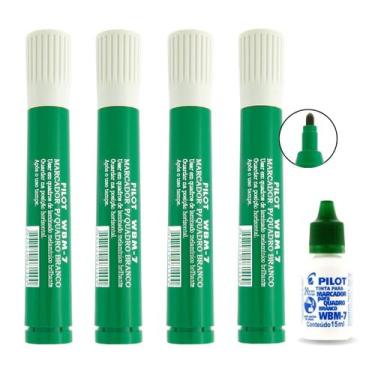 Imagem de Kit 4 Canetas Marcador para Quadro Branco WBM-7 com Refil de Tinta Rec