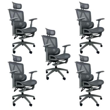 Imagem de Kit 5 Cadeiras de Escritório Presidente Executiva Oficial Titan Cinza