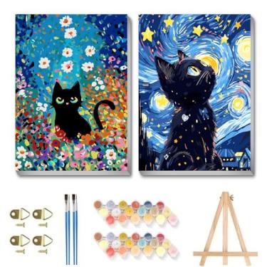 Imagem de askkqtx Kit de pintura emoldurada por números para adultos com cavalete de madeira, kit de pintura fácil de paisagem por números com moldura, pintura em aquarela para adultos por números, tela