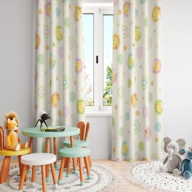 Imagem de Cortina Tecido Oxford Quarto Infantil Poá Pintinhos CI29 - 280x220cm -