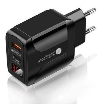 Imagem de Carregador Usb Pd Qc3.0 20w Carga Rápida - FLOVEME, Preto