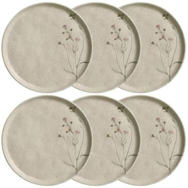 Imagem de Kit 6 Pratos para Sobremesa Rasos 21,5cm Porto Brasil Cerâmica Bio Cam